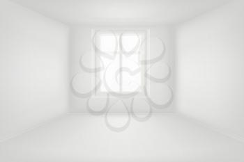 Modern empty living room with white walls vector illustration. Apartment modern light room with window