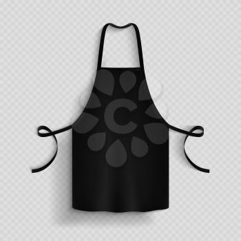 Black kitchen apron. Chef uniform for cooking vector template. Kitchen protective black apron for chef uniform illustration