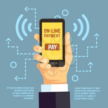 Online payment transfer, mobile pay with smartphone. e banking vector concept. Payment use smartphone, illustration transaction with mobile phone
