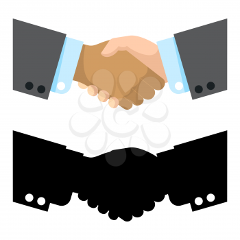 Flat and silhouette handshake vector illustration. Handshake symbol, shake deal contract