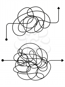 Confused process, chaos line symbol. Tangled scribble idea vector concept. Illustration of isolated on white