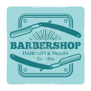 Hairdressing salon or barbershop vintage label design. Vector flat illustration