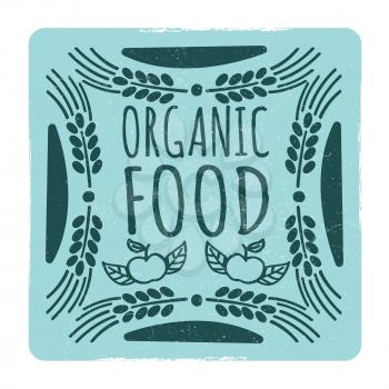Organic food vintage grunge banner poster isolated on white. Vector illustration