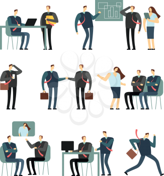 Working people vector cartoon characters. Employees women and men in office, coworkers for business concept. Job man character, teamwork business illustration