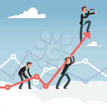 Corporate works and team effort for business growth vector concept. Effort business and achievement, ambition and growth illustration