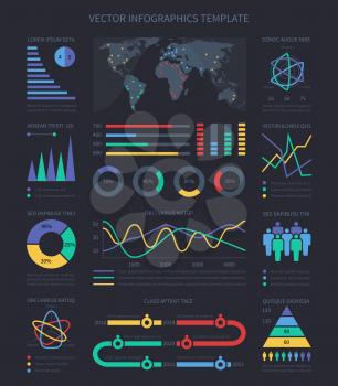 Data visualisation charts and diagrams, demographics infographics elements for marketing presentation. Chart and data diagram presentation of set. Vector illustration