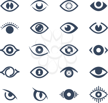Human eye, supervision and view symbols. Looking eyes vector silhouette icons. Illustration of eye logo, vision and watch, survey and scoping