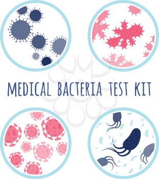 Set of medical bacteria templates. Infection medical human, vector illustration