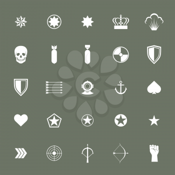 Small military army war icons collections. Weapon sign, rocket armed ammunition. Vector illustration