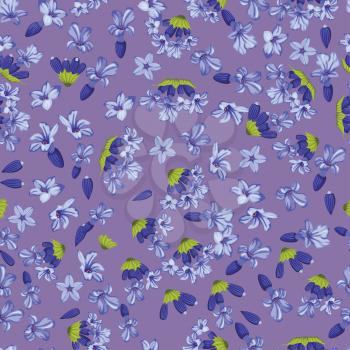 Lavender flowers seamless texture. Floral background design pattern, vector illustration
