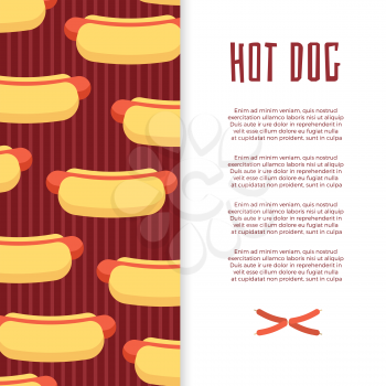 Fast food banner design with hot dogs and sausage. Vector illustration
