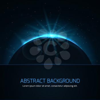 Abstract background with planet and stars on night sky. Vector illustration