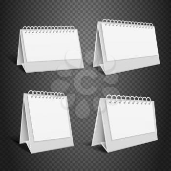 Blank desk paper calendar. Empty folded envelope with spring vector illustration. Mock up calendar year, month for business