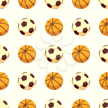 Sport seamless pattern - soccer or football and basketball seamless texture. Vector illustration