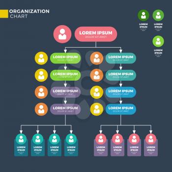 Business organizational structure. Vector hierarchy chart. Hierarchy structure and corporate chart organizational connection teamwork illustration