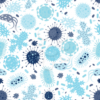 Seamless texture with bacterias and germs. Vector seamless pattern illustration