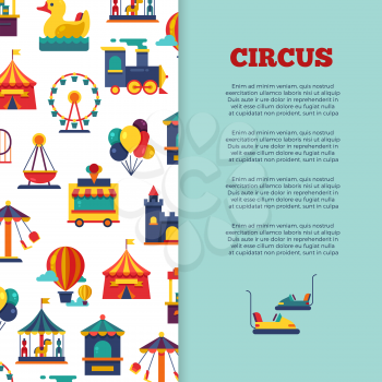 Amusement park circus banner poster design with icons. Vector illustration