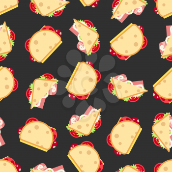 Sandwiches seamless pattern- fast food seamless texture. Background with hamburger, vector illustration
