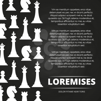 Chess pieces chalkboard poster design. Strategy game and battle, vector illustration
