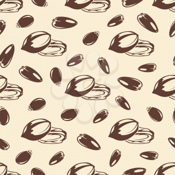 Nuts and seeds vintage seamless pattern. Background with food seeds, vector illustration