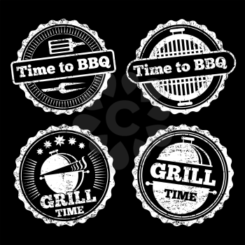 BBQ and grill time grunge labels design. Barbecue design food, vector illustration