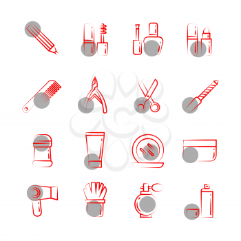 Thin line cosmetics icons on white background. Simple outline fashion cosmetic. Vector illustration