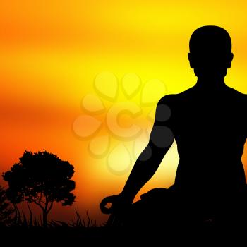 Sunset meditation silhouette vector background. Illustration of yoga silhouette sunset, meditation and relaxation