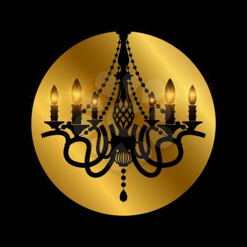 Classic crystal glass antique elegant chandelier with shine effect. Vector illustration