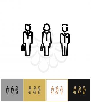 Businessman signs, icon or business persons on gold, black and white backgrounds vector illustration
