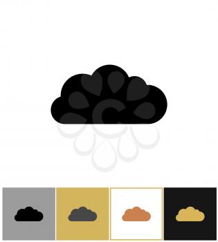 Cloud black silhouette icon, bubbles clouds shapes on gold, black and white backgrounds vector illustration