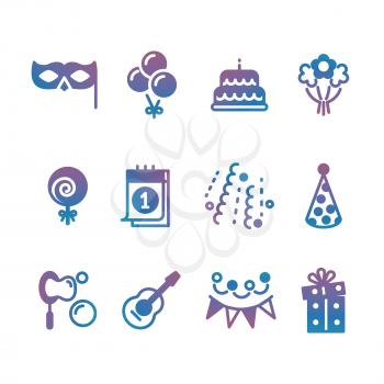 Party, event, festive icons isolated on white background. Vector illustration