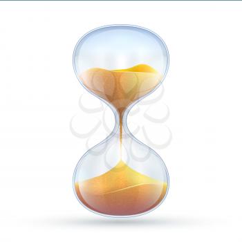 Vintage hourglass, 3d sand clock vector illustration isolated on white background. Clock timer, watch sand glass