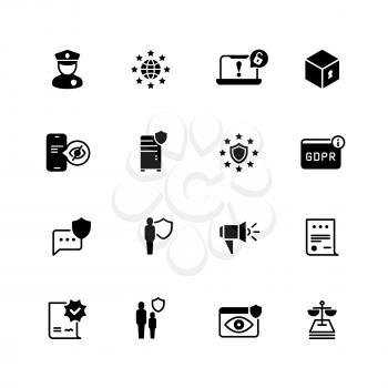Gdpr icons. Privacy, cookie policy. World compliant safety and confidential business vector symbols. Illustration of gdpr protection data, security and privacy internet