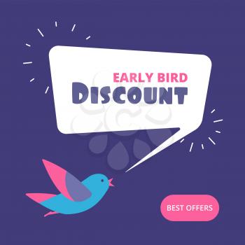 Early bird discount. Special offer sale banner. Early birds vector retail concept. Discount promotion sale, banner advertisement poster illustration