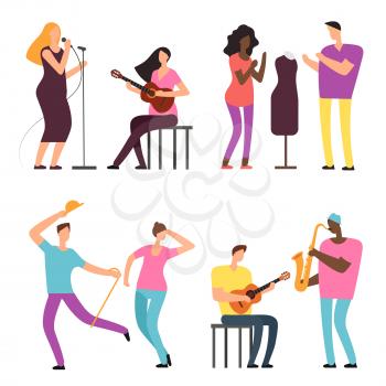 Happy people of art and music. Professional artists and musicians vector characters of set isolated on white illustration