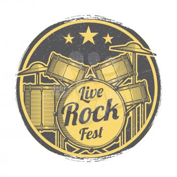 Rock festival vector grunge retro logo design illustration isolated on white