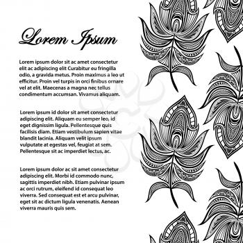 Oriental feathers vector banner and poster or background template illustration