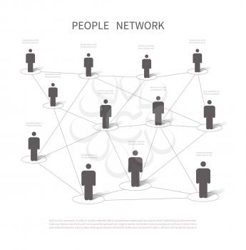 Human network connection. Connecting people in social networking. Company structure and internet 3d vector concept. Communication connect organization business team illustration