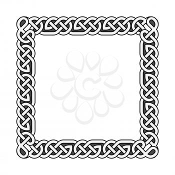 Square celtic knots vector medieval frame in black and white. Traditional frame pattern illustration