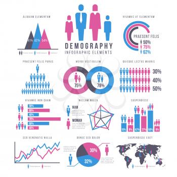 People, adult and child, human, people, family infographics vector signs and charts. Infograph report about population, visualization chart human population illustration