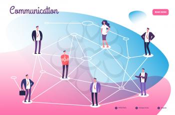 Network connecting professional people. Global communication teamwork connection and networking technology vector concept. Connection people cyberspace, cooperation and communication illustration