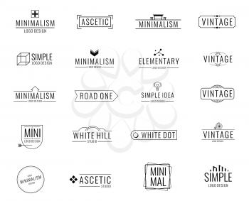 Modern minimal business vector logos. Brand emblem in minimalism design style. Minimal emblem and logotype company, badge branding minimalism style illustration