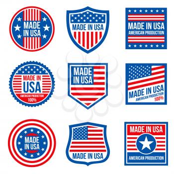 Vintage made in the usa vector badges. American patriotic icons. Illustration of label made in america