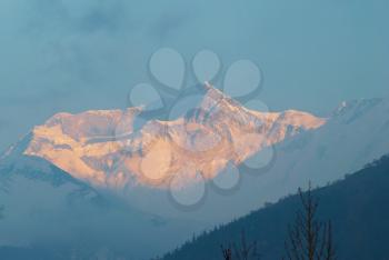 Sunrise at the mountain Annapurna South, Nepal