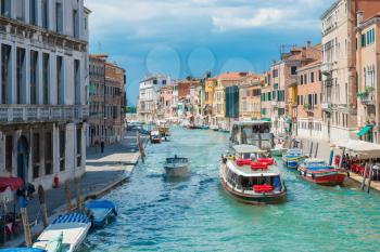 Grand Canal and Basilica Santa Maria della Salute in sunny day. Venice, Italy. Sunny day 