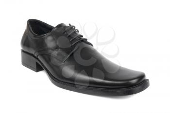 Right man's black shoe isolated on white background