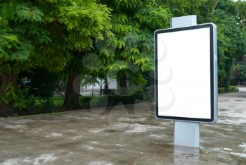 Vertical blank billboard on the city street