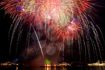 Salute, fireworks above the bay. Sevastopol.