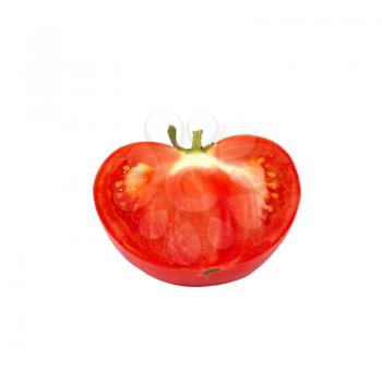 A half of fresh tomato isolated on white.