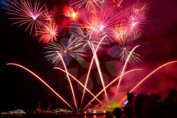 Salute, fireworks above the bay. Sevastopol, Ukraine.